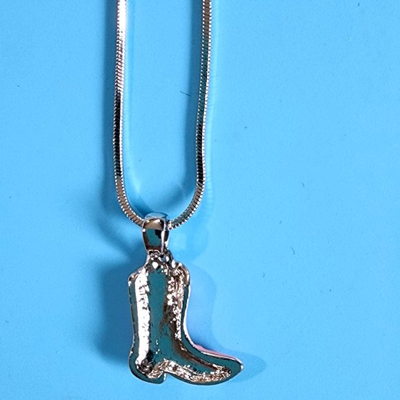 Cowboy Blue Green Boot Charm Pendant/Necklace/Rhinestone Crystal Hand Painted - Picture 9 of 10